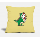 Chicken In Dino Costume Washed Yellow Pillow